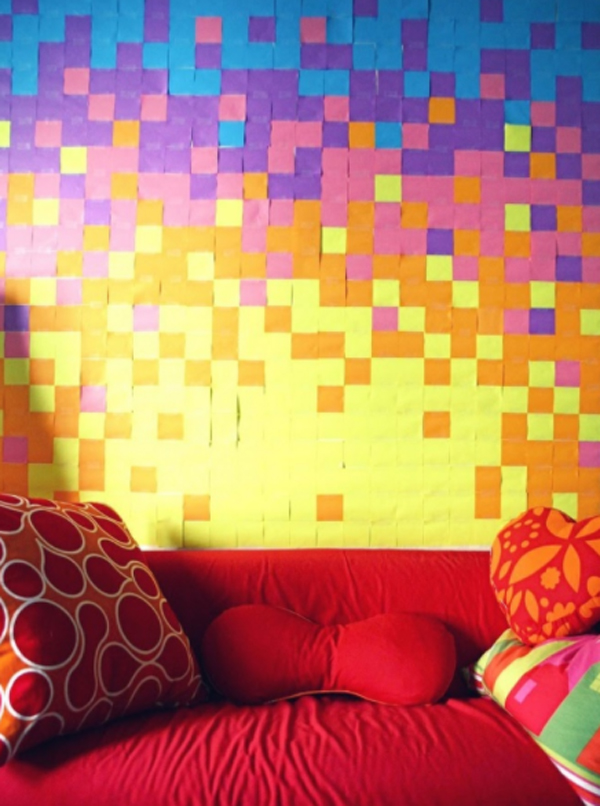 10-ideias-para-decorar-a-parede-com-post-its-04 Decoração com post-its