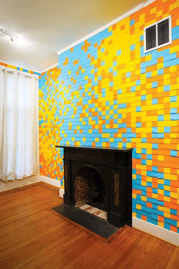 10-ideias-para-decorar-a-parede-com-post-its-05 Decoração com post-its