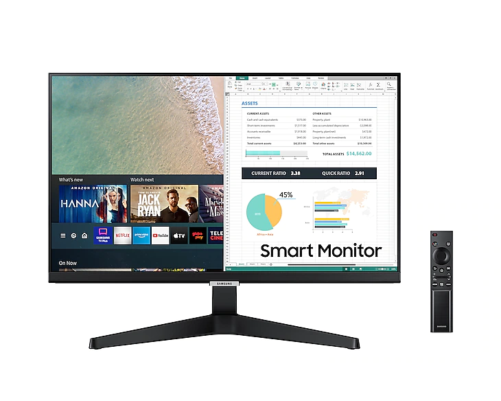 Monitor Samsung M5 e controle remoto.