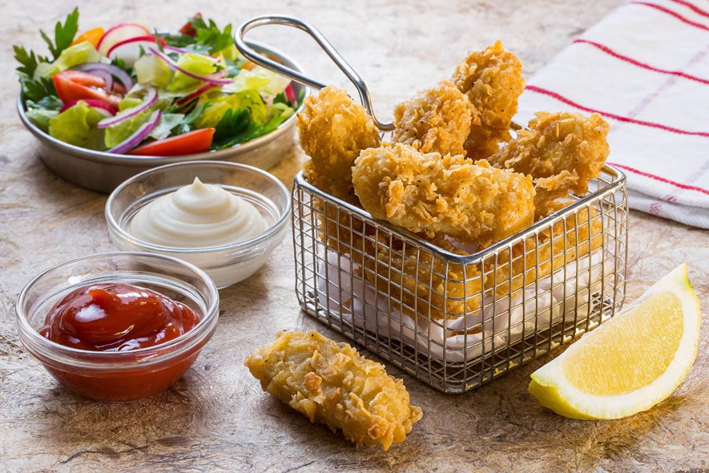 Nuggets feitos de proteína de insetos