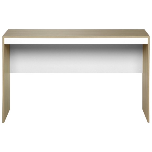 Uma mesa em estilo bancada funciona em espaços compactos. Na foto, Start Up Mesa
