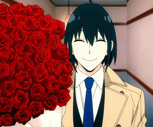 dia-namorados-flor-tenor Homem sorrindo com buquê de rosas