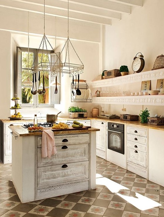 34 espaços que misturam décor contemporâneo e vintage DigsDigs (4) Cozinha com móveis vintage em madeira.