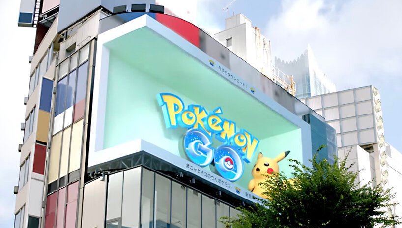 Outdoor tridimensional em esquina de prédio com pokemon.