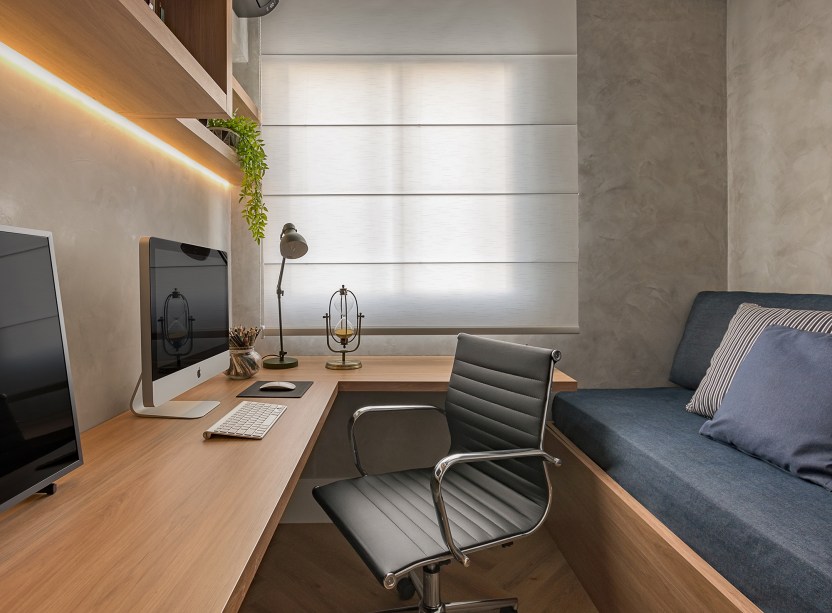 Soluções de marcenaria otimizam o espaço do apartamento de 50 m²