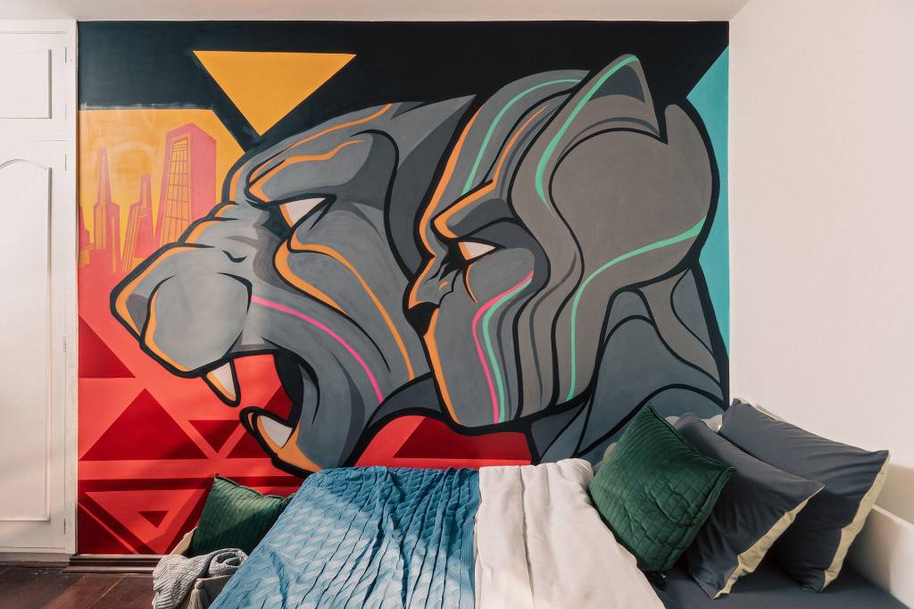 Quarto decoração filme Pantera Negra: Wakanda Para Sempr Westwing Marvel cama grafite