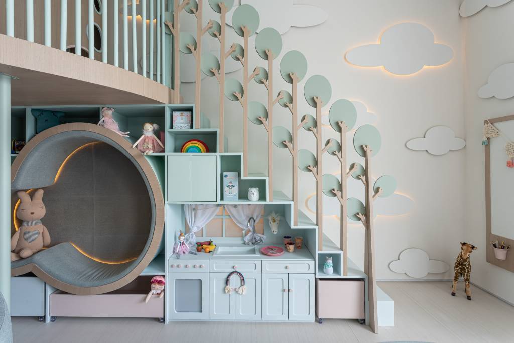 brinquedoteca-para-gemeos-cor-macarons-lovisaro-credito-victor-affaro (6) Brinquedoteca gêmeos cor macarons Lovisaro Arquitetura decoracao marcenaria candy colors lousa poltrona infantil