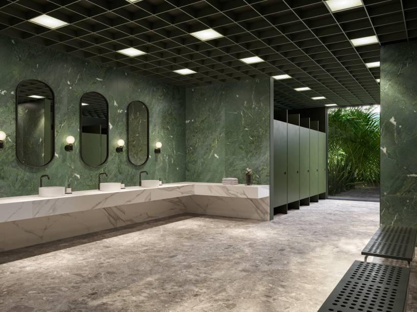 Mystic (1,20 x 2,50 m): a série Mystic, inspirada na rocha brasileira Quartzito Avocatus, tem caráter exótico. Com um esverdeado profundo e detalhes em branco, sobre a superfície pairam nuances iridescentes e variações tonais de verde. O acabamento mate com detalhes em carving, deixa a textura moderna e requintada. Mystic (1,20 x 2,50 m): a série Mystic, inspirada na rocha brasileira Quartzito Avocatus, tem caráter exótico. Com um esverdeado profundo e detalhes em branco, sobre a superfície pairam nuances iridescentes e variações tonais de verde. O acabamento mate com detalhes em carving, deixa a textura moderna e requintada.