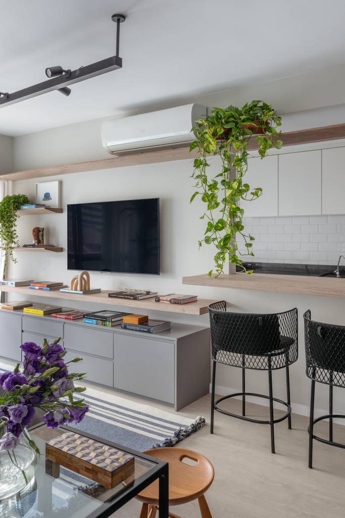 Cozinha americana; cozinha integrada com sala;