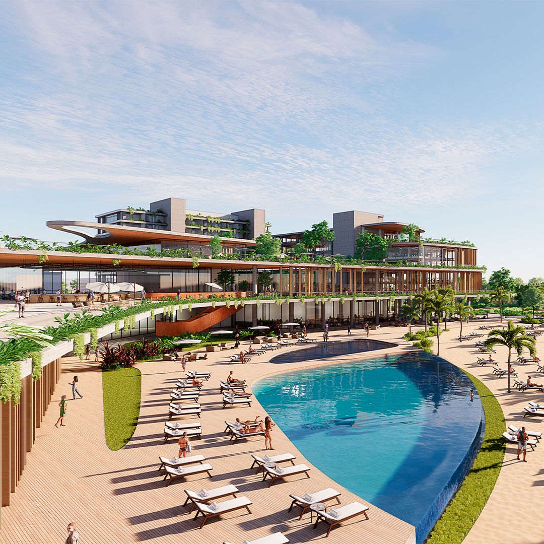 Retrofit de hotel cria praia artificial ao lado da Marginal Pinheiros