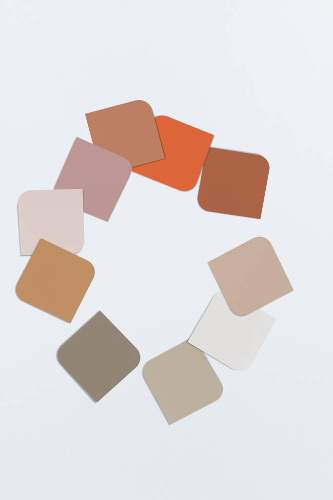 Paleta de cores complementares da Lugar de Afeto, cor do ano da Coral para 2024