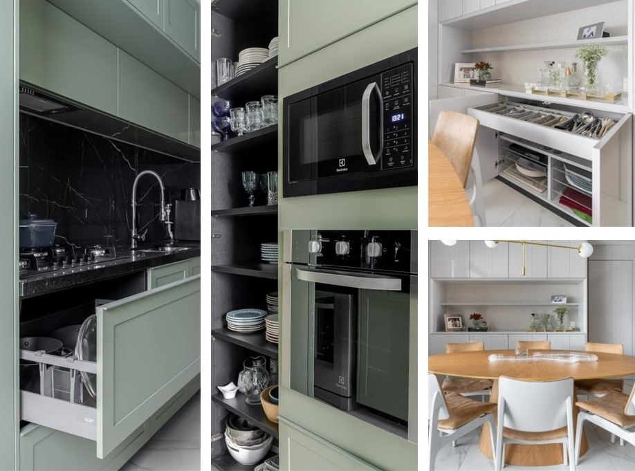 Cozinha e sala de jantar têm praticidade e beleza com marcenaria planejada