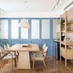 Apê de 180 m² ganha azul na marcenaria e nos revestimentos da cozinha