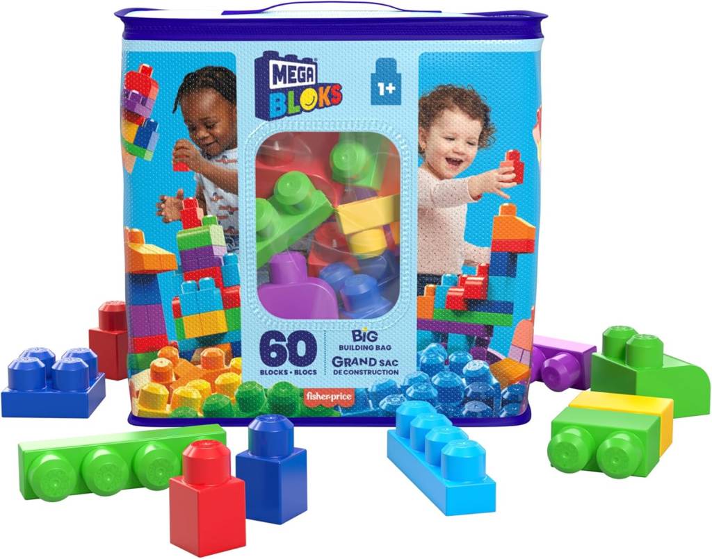 MEGA BLOKS, Sacola Azul com 60 Blocos de Montar