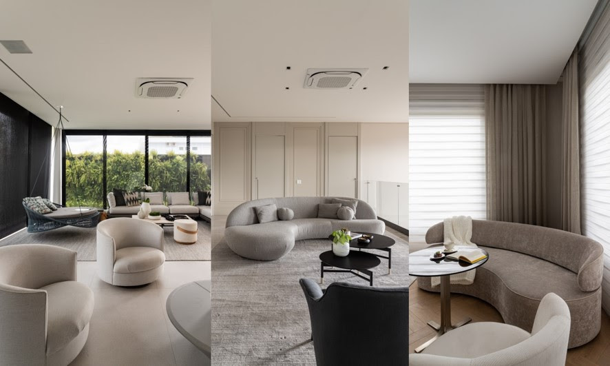 4 projetos lindos que usam sofás curvos na decoração