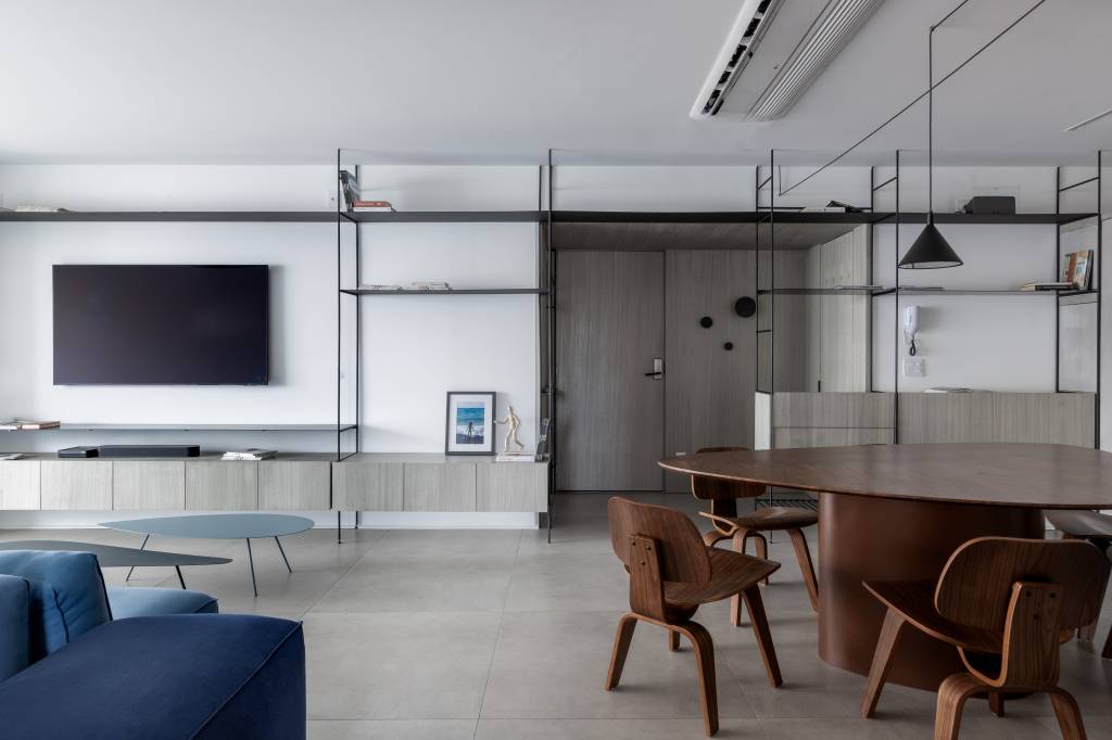 Minimalismo e cinza: apartamento de 100 m² ganha atmosfera urbana. Projeto de Natalia Minas, do Nati Minas & Studio, e Gabriela Mestriner, do Flipê Arquitetura.