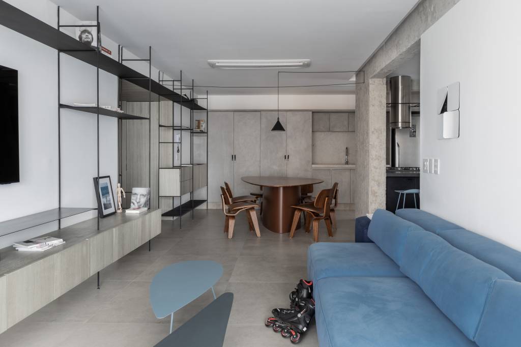 Minimalismo e cinza: apartamento de 100 m² ganha atmosfera urbana. Projeto de Natalia Minas, do Nati Minas & Studio, e Gabriela Mestriner, do Flipê Arquitetura.