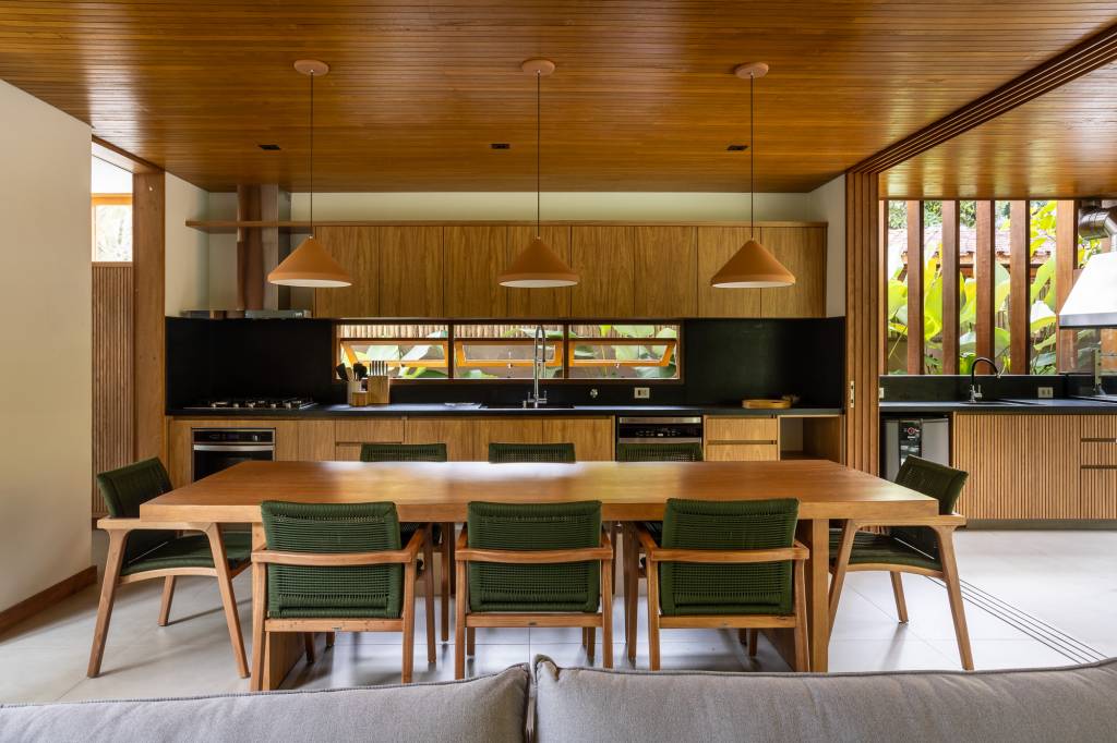 Jardim foi trazido para os interiores nesta casa em terreno estreito. Projeto de PITTA Arquitetura.