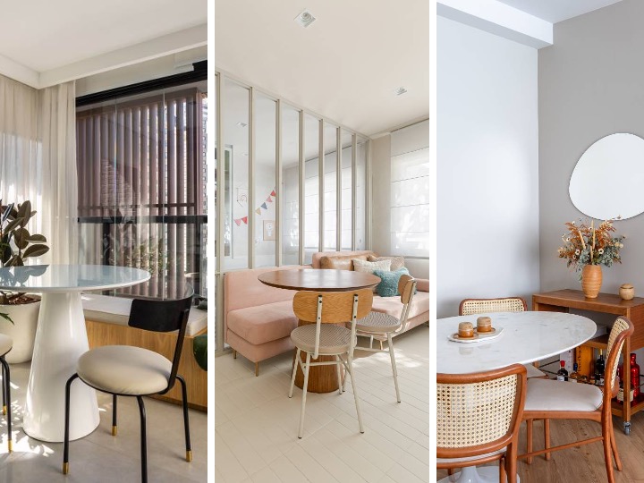 Mini salas de jantar charmosas e fofas! Veja projetos em apês de até 50 m²