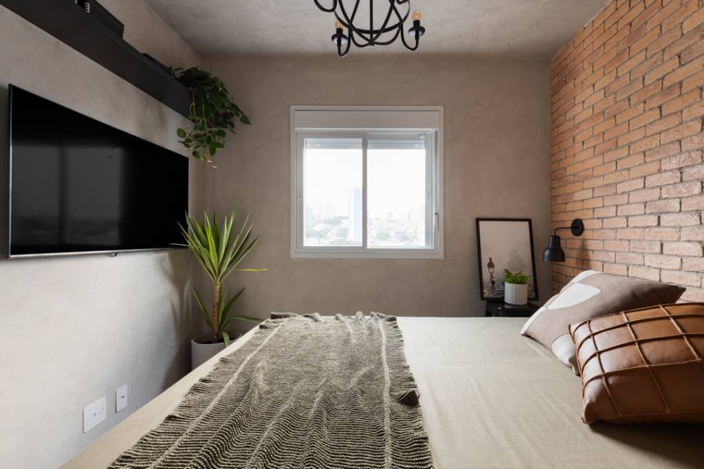cimento-queimado-e-tijolinho-trazem-autenticidade-a-este-apartamento-de-72-m-studio-canto-17-quarto Cimento queimado e tijolinho trazem autenticidade a este apartamento de 72 m². Projeto de Studio Canto Arquitetura.