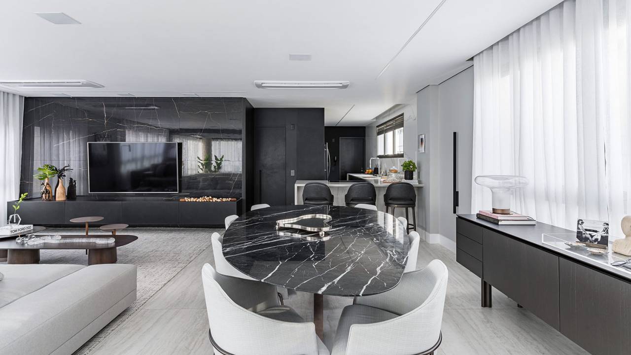 Elegância silenciosa: 5 ambientes em tons de cinza e preto. Projeto de Spaço Interior.