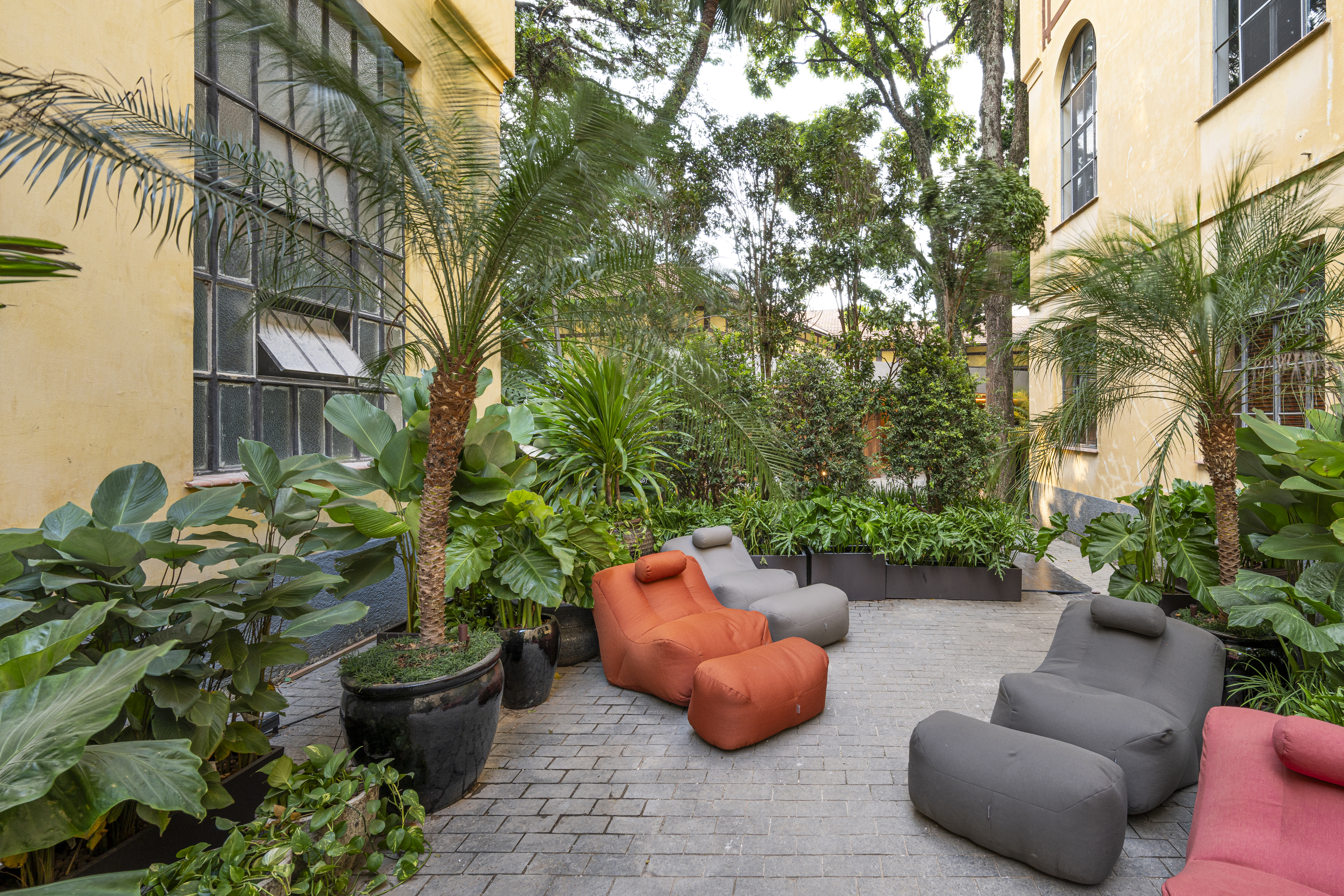 Jardim sem flores da CASACOR SP aposta em espécies com folhagens marcantes. Projeto de Catê Poli e João Jadão.